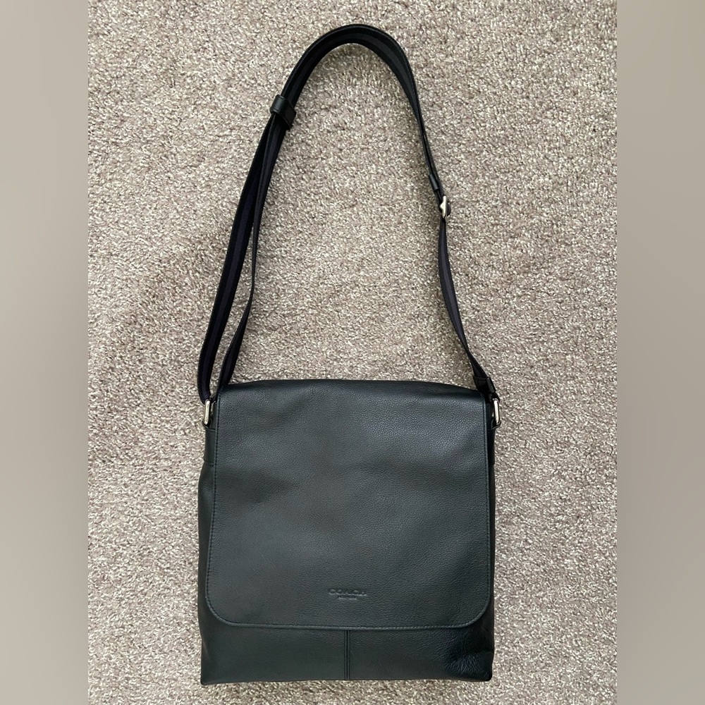 Coach Men's Black Leather Messenger Bag